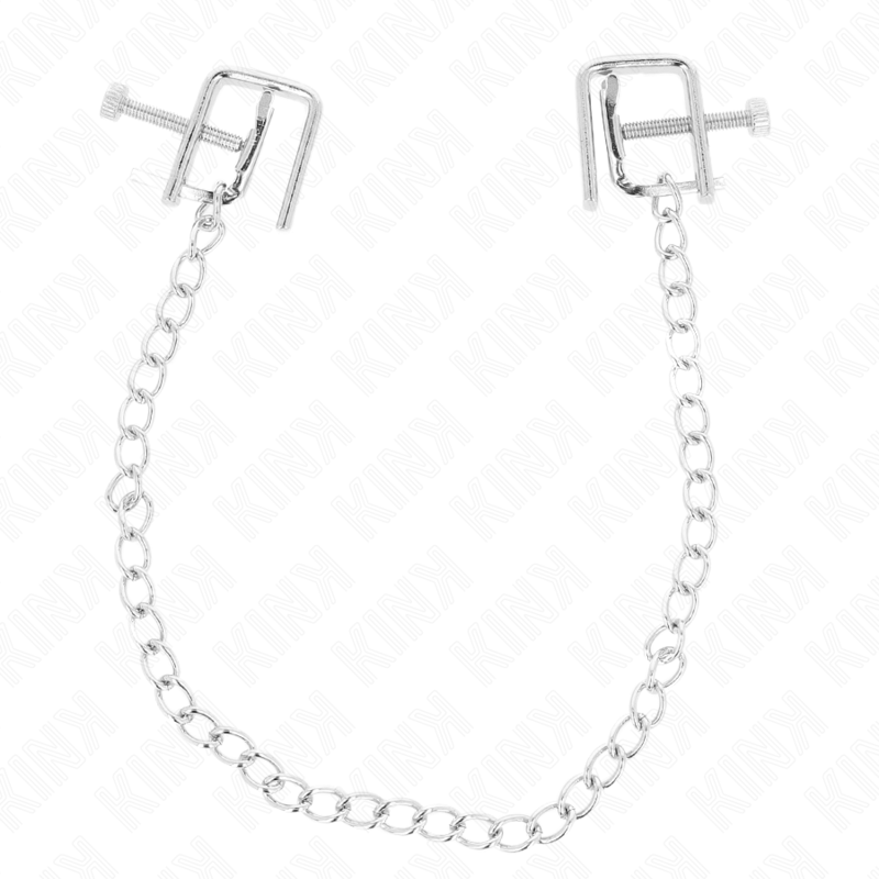 Imagen del artículo erótico KINK - PINZAS PARA PEZONES COMPRESORA TORNILLO DE BANCO CON CADENA 30 CM de KINK NIPPLE GRIP en la sección BDSM & BONDAGE |Artículos BDSM|Pinzas Pezones BDSM de Millenial Sexshop.