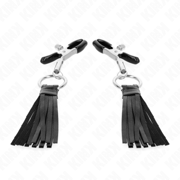 Imagen del artículo erótico KINK - PINZAS PARA PEZONES CON BORLAS DE POLIPIEL 6 CM de KINK NIPPLE GRIP en la sección BDSM & BONDAGE |Artículos BDSM|Pinzas Pezones BDSM de Millenial Sexshop.