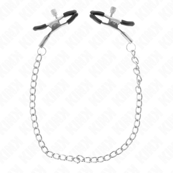 Imagen del artículo erótico KINK - PINZAS PARA PEZONES CON CADENA FINA 30 CM de KINK NIPPLE GRIP en la sección BDSM & BONDAGE |Artículos BDSM|Pinzas Pezones BDSM de Millenial Sexshop.
