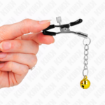 KINK - PINZAS PARA PEZONES CON COLGANTE DE CASCABEL DORADO 6 CM - Imagen 4