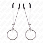 Imagen del artículo erótico KINK - PINZAS PARA PEZONES FINA CON ARO PLATEADO 7 CM de KINK NIPPLE GRIP en la sección BDSM & BONDAGE |Artículos BDSM|Pinzas Pezones BDSM de Millenial Sexshop.