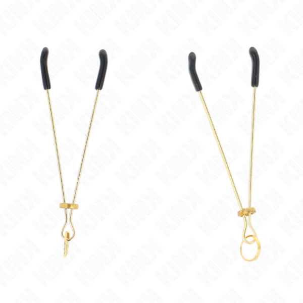 Imagen del artículo erótico KINK - PINZAS PARA PEZONES FINA DORADO 7 CM de KINK NIPPLE GRIP en la sección BDSM & BONDAGE |Artículos BDSM|Pinzas Pezones BDSM de Millenial Sexshop.