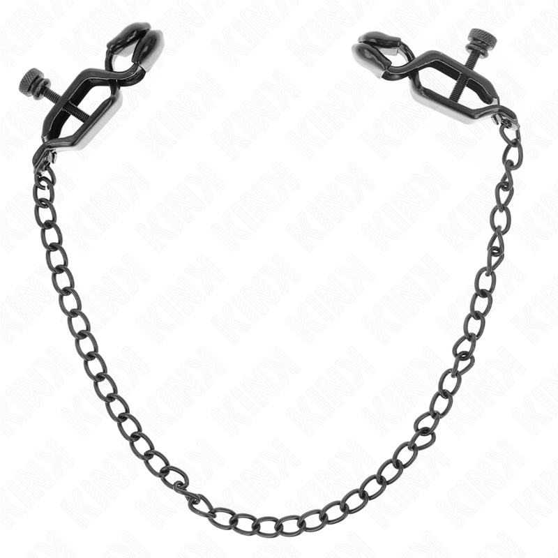 Imagen del artículo erótico KINK - PINZAS PARA PEZONES PLANAS NEGRO CON CADENA NEGRO 30 CM de KINK NIPPLE GRIP en la sección BDSM & BONDAGE |Artículos BDSM|Pinzas Pezones BDSM de Millenial Sexshop.
