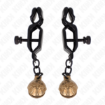 Imagen del artículo erótico KINK - PINZAS PARA PEZONES PLANAS NEGRO CON CASCABEL 7 CM de KINK NIPPLE GRIP en la sección BDSM & BONDAGE |Artículos BDSM|Pinzas Pezones BDSM de Millenial Sexshop.