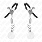 KINK - PINZAS PARA PEZONES PLATEADAS CON COLGANTE DE VIDRIO 6 CM - Imagen 2