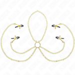 Imagen del artículo erótico KINK - PINZAS PARA PEZONES Y CLÍTORIS 4 ENGANCHES AJUSTABLE DORADO de KINK NIPPLE GRIP en la sección BDSM & BONDAGE |Artículos BDSM|Pinzas Clítoris BDSM de Millenial Sexshop.