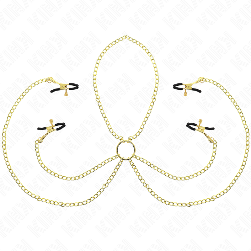 Imagen del artículo erótico KINK - PINZAS PARA PEZONES Y CLÍTORIS 4 ENGANCHES AJUSTABLE DORADO de KINK NIPPLE GRIP en la sección BDSM & BONDAGE |Artículos BDSM|Pinzas Clítoris BDSM de Millenial Sexshop.
