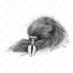 KINK - PLUG ANAL TALLA M 8 X 3.5 CM CON COLA SINTÉTICA 40 CM PLATEADO - Imagen 2