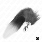 Imagen del artículo erótico KINK - PLUG ANAL TALLA S 7 X 3 CM CON COLA SINTÉTICA 40 CM PLATEADO Y BLANCO de KINK PLEASURE PLUGS en la sección BDSM & BONDAGE |Artículos BDSM|Plug Anal BDSM de Millenial Sexshop.