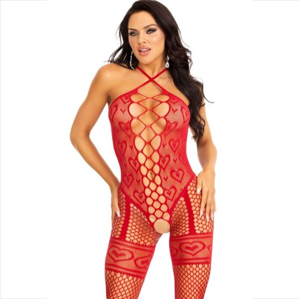 Imagen del artículo erótico LEG AVENUE - BODYSTOCKING CUELLO HALTER RED CORAZONES ROJO de LEG AVENUE BODYSTOCKINGS en la sección MODA & LENCERÍA|Lencería Mujer|Lencería Picante|Sets con Liguero de Millenial Sexshop.