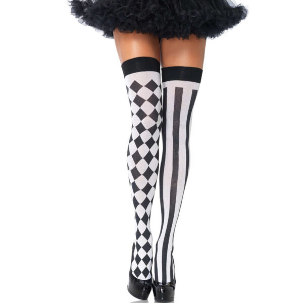 Imagen del artículo erótico LEG AVENUE - CALCETINES ALTOS ARLEQUIN NEGRO/BLANCO de LEG AVENUE HOSIERY en la sección MODA & LENCERÍA|Lencería Mujer|Lencería Sexy|Medias de Millenial Sexshop.