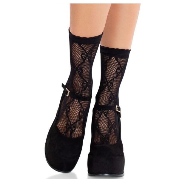 Imagen del artículo erótico LEG AVENUE - CALCETINES DE ENCAJE DE LAZOS NEGRO de LEG AVENUE HOSIERY en la sección MODA & LENCERÍA|Lencería Mujer|Lencería Sexy|Medias de Millenial Sexshop.
