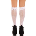 LEG AVENUE - MEDIAS HASTA LA RODILLA CON VOLANTES BLANCO - Imagen 2