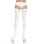Imagen del artículo erótico LEG AVENUE - MEDIAS OPACAS BLANCO CON ACABADO EN VOLANTE Y LAZO de LEG AVENUE HOSIERY en la sección MODA & LENCERÍA|Lencería Mujer|Lencería Sexy|Medias de Millenial Sexshop.