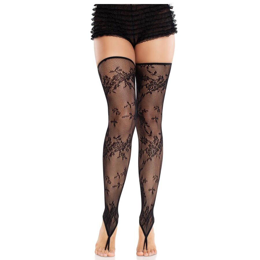 Imagen del artículo erótico LEG AVENUE - MEDIAS SIN PIES DE ENCAJE FLORAL NEGRO de LEG AVENUE HOSIERY en la sección MODA & LENCERÍA|Lencería Mujer|Lencería Sexy|Medias de Millenial Sexshop.