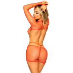 LEG AVENUE - MINI VESTIDO EN RED MANGA LARGA TALLA ÚNICA - ROJO - Imagen 2