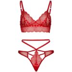 LEG AVENUE - SET 2 PIEZAS CON TANGA DOBLE TIRANTA M/L ROJO - Imagen 3