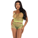 Imagen del artículo erótico LEG AVENUE - SET CAMISETA & PANTALON REJILLA LIMA de LEG AVENUE SETS en la sección MODA & LENCERÍA|Lencería Mujer|Lencería Sexy|Top y parte inferior de Millenial Sexshop.