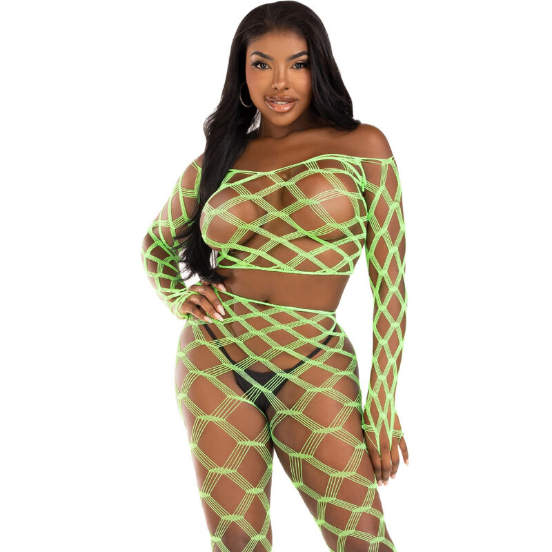 Imagen del artículo erótico LEG AVENUE - TOP & LEGGINS HARDCORE VERDE de LEG AVENUE SETS en la sección MODA & LENCERÍA|Lencería Mujer|Lencería Sexy|Top y parte inferior de Millenial Sexshop.