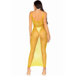 LEG AVENUE - VESTIDO DE REJILLA LARGO AMARILLO TALLA ÚNICA - Imagen 4