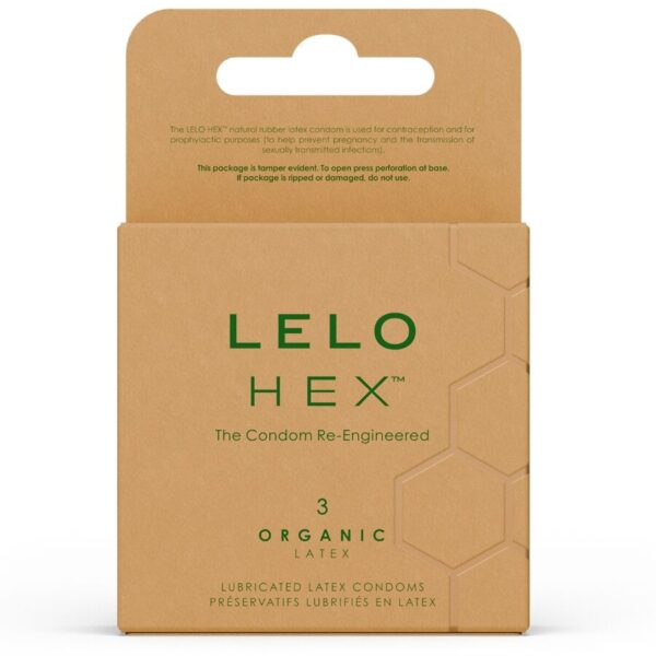 Imagen del artículo erótico LELO - HEX ORGANIC PRESERVATIVO CAJA 3 UDS de LELO en la sección PRESERVATIVOS |Todos los tamaños de cajas|Cajas de 3 de Millenial Sexshop.