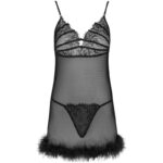 LIVCO CORSETTI FASHION - ZERUNAM SET BABYDOLL + TANGA NEGRO S/M - Imagen 3
