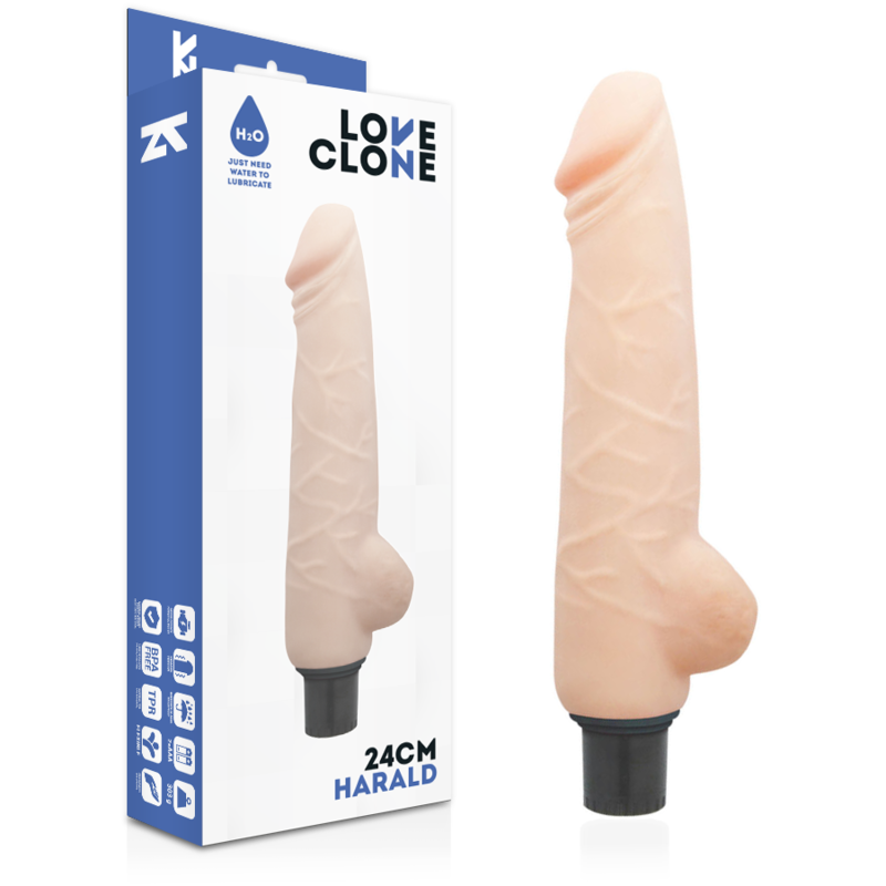 Imagen del artículo erótico LOVECLONE - HARALD VIBRADOR REALÍSTICO SELF LUBRICATION 24 CM -O- 4 CM de LOVECLONE en la sección JUGUETES BIENESTAR |Vibradores|Vibradores Realisticos de Millenial Sexshop.