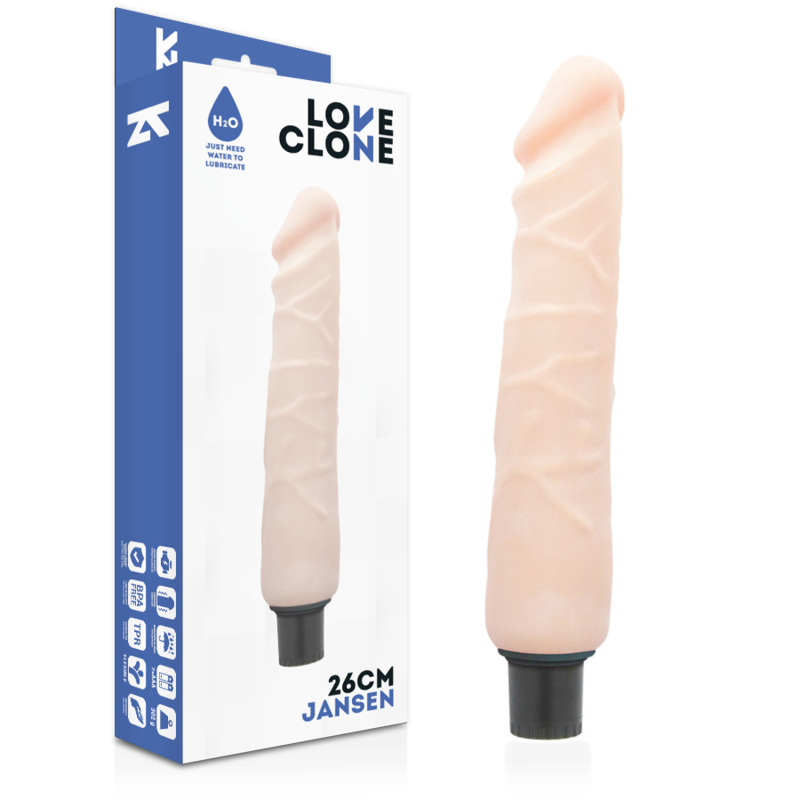 Imagen del artículo erótico LOVECLONE - JANSEN VIBRADOR REALÍSTICO SELF LUBRICATION 26 CM -O- 4.2 CM de LOVECLONE en la sección JUGUETES BIENESTAR |Vibradores|Vibradores Realisticos de Millenial Sexshop.