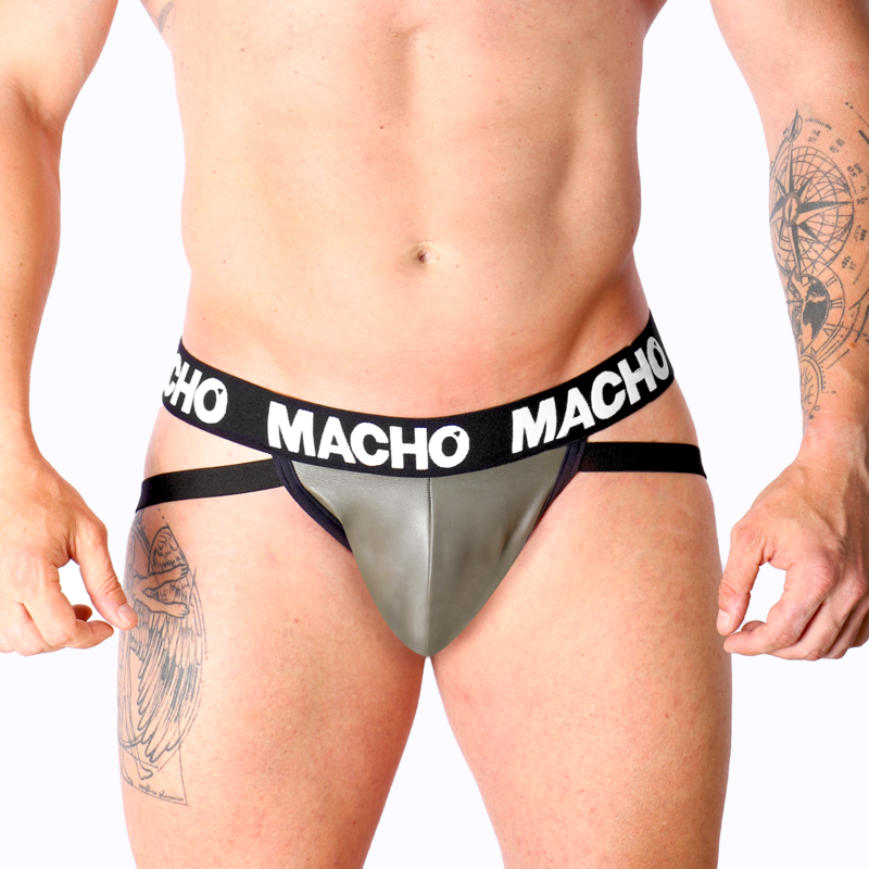 Imagen del artículo erótico MACHO - MX27GR JOCK CUERO GRIS BEIGE S de MACHO UNDERWEAR en la sección MODA & LENCERÍA|Lencería Hombre|Jockstraps de Millenial Sexshop.