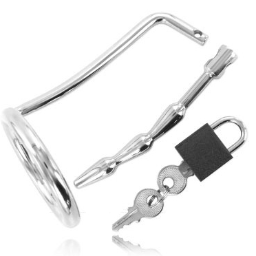 Imagen del artículo erótico METAL HARD - ANILLO TESTÍCULOS CON PLUG URETRA CASTIDAD de METAL HARD en la sección BDSM & BONDAGE |Artículos BDSM|Anillas pene metal BDSM de Millenial Sexshop.