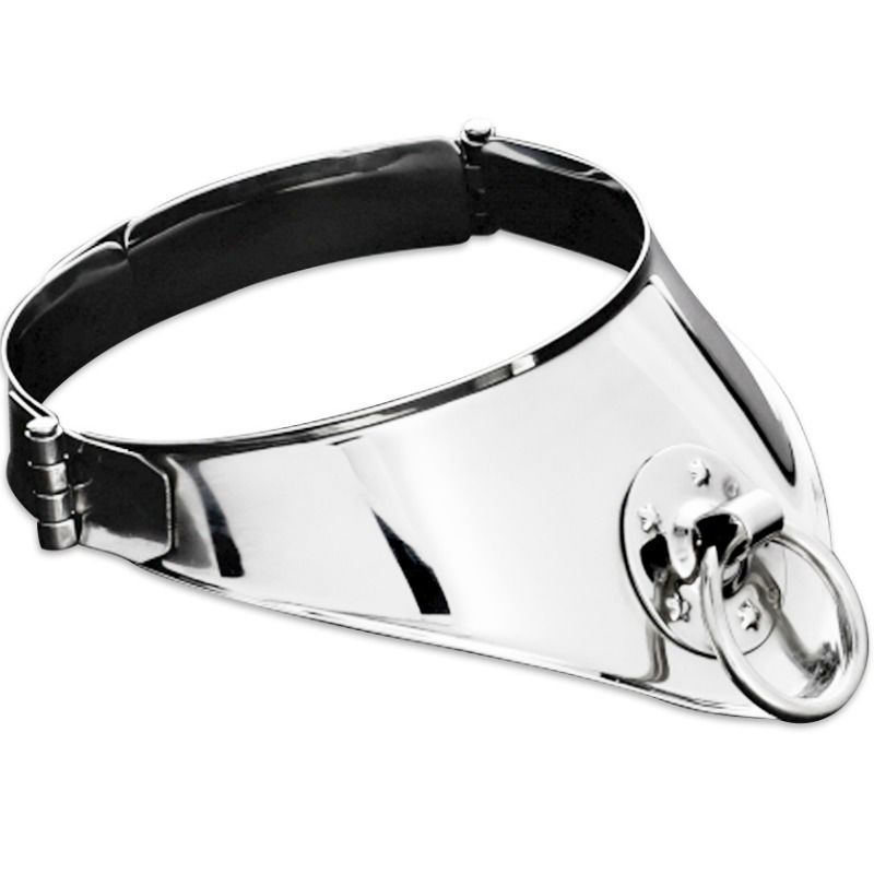 Imagen del artículo erótico METAL HARD - COLLAR RESTRICCION CON ANILLA Y CANDADO 12.5 CM de METAL HARD en la sección BDSM & BONDAGE |Bondage|Collares de Millenial Sexshop.