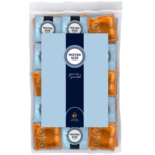 Imagen del artículo erótico MISTER SIZE - PRESERVATIVOS TALLA L 57 MM (100 UNIDADES) de MISTER SIZE en la sección PRESERVATIVOS |Todos los tamaños de cajas|Cajas de 30 a 288 de Millenial Sexshop.