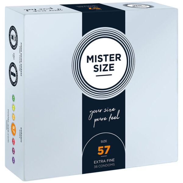 Imagen del artículo erótico MISTER SIZE - PRESERVATIVOS TALLA L 57 MM (36 UNIDADES) de MISTER SIZE en la sección PRESERVATIVOS |Todos los tamaños de cajas|Cajas de 30 a 288 de Millenial Sexshop.