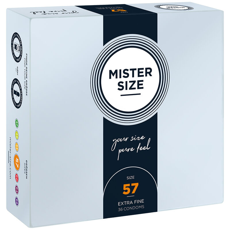 Imagen del artículo erótico MISTER SIZE - PRESERVATIVOS TALLA L 57 MM (36 UNIDADES) de MISTER SIZE en la sección PRESERVATIVOS |Todos los tamaños de cajas|Cajas de 30 a 288 de Millenial Sexshop.