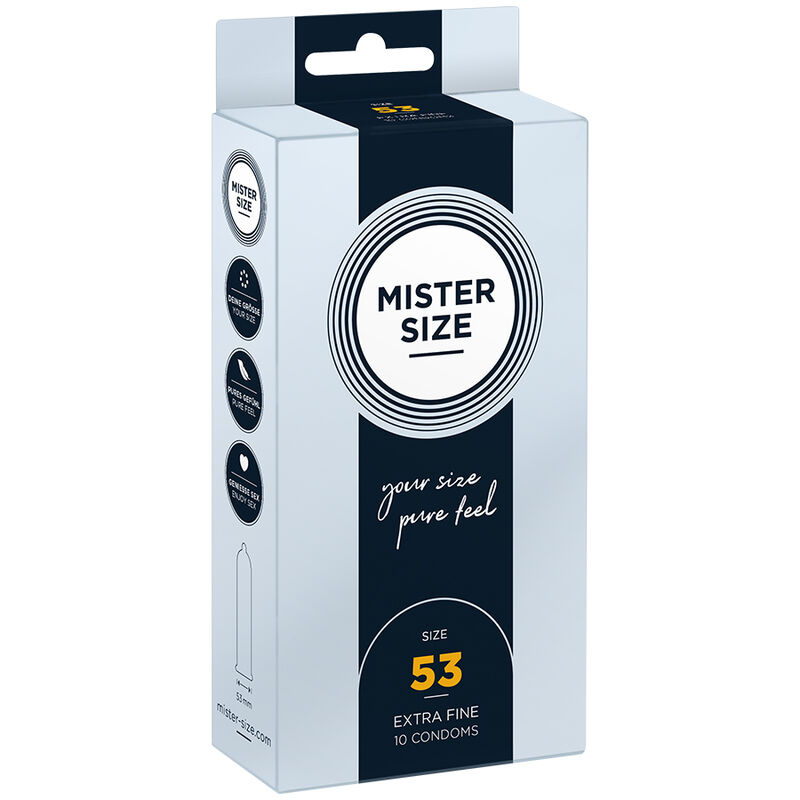 Imagen del artículo erótico MISTER SIZE - PRESERVATIVOS TALLA M 53 MM (10 UNIDADES) de MISTER SIZE en la sección PRESERVATIVOS |Todos los tamaños de cajas|Cajas de 4 a 24 de Millenial Sexshop.