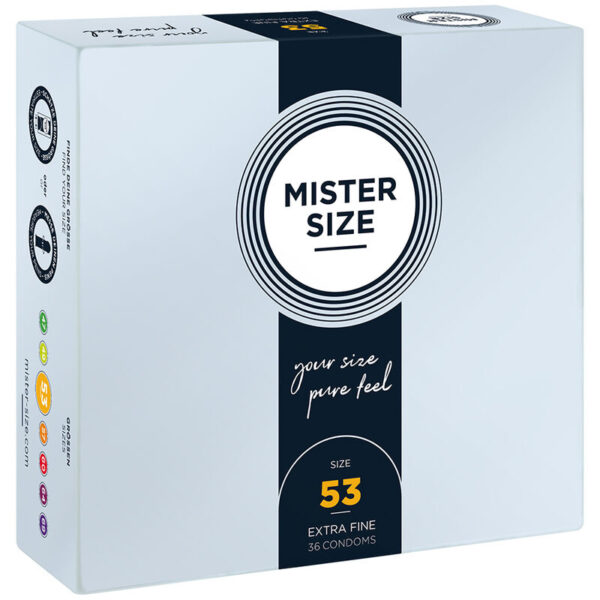 Imagen del artículo erótico MISTER SIZE - PRESERVATIVOS TALLA M 53 MM (36 UNIDADES) de MISTER SIZE en la sección PRESERVATIVOS |Todos los tamaños de cajas|Cajas de 30 a 288 de Millenial Sexshop.