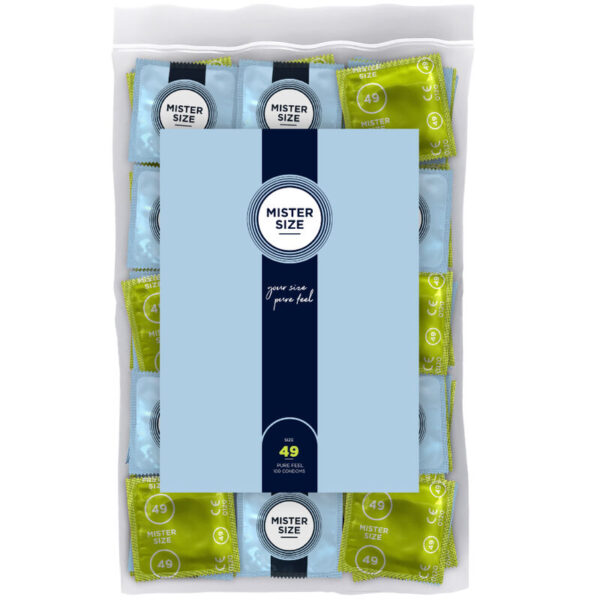 Imagen del artículo erótico MISTER SIZE - PRESERVATIVOS TALLA S 49 MM (100 UNIDADES) de MISTER SIZE en la sección PRESERVATIVOS |Todos los tamaños de cajas|Cajas de 30 a 288 de Millenial Sexshop.