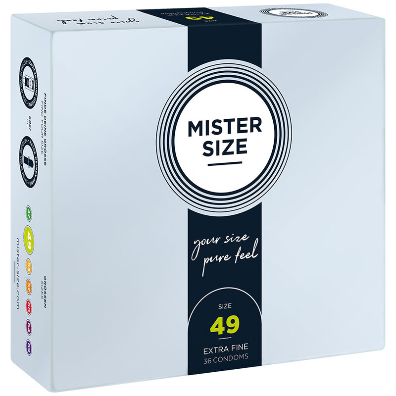 MISTER SIZE - PRESERVATIVOS TALLA S 49 MM (36 UNIDADES)-MillenialSexshop-MISTER SIZE Imagen del artículo erótico MISTER SIZE - PRESERVATIVOS TALLA S 49 MM (36 UNIDADES) de MISTER SIZE en la sección PRESERVATIVOS |Todos los tamaños de cajas|Cajas de 30 a 288 de Millenial Sexshop.