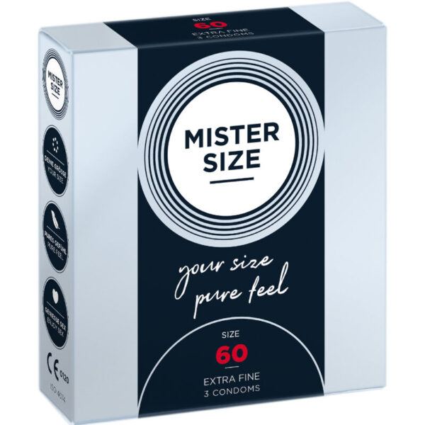 Imagen del artículo erótico MISTER SIZE - PRESERVATIVOS TALLA XL 60 MM (3 UNIDADES) de MISTER SIZE en la sección PRESERVATIVOS |Todos los tamaños de cajas|Cajas de 3 de Millenial Sexshop.