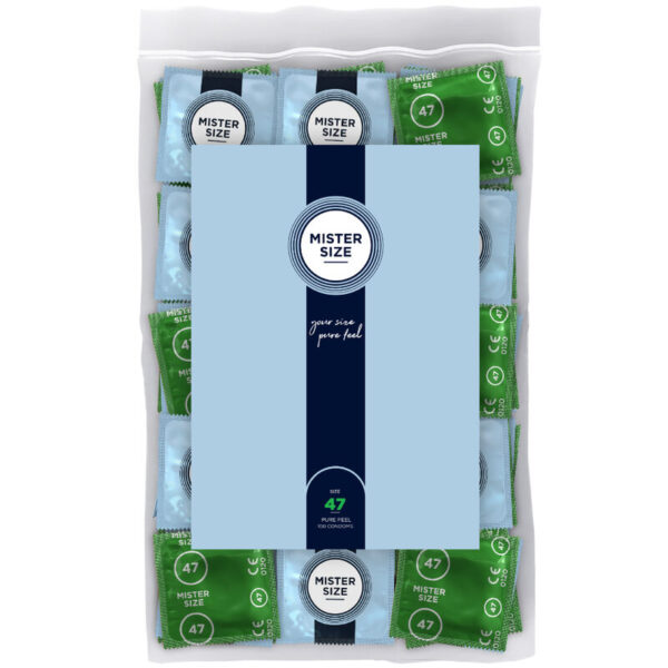 Imagen del artículo erótico MISTER SIZE - PRESERVATIVOS TALLA XS 47 MM (100 UNIDADES) de MISTER SIZE en la sección PRESERVATIVOS |Todos los tamaños de cajas|Cajas de 30 a 288 de Millenial Sexshop.
