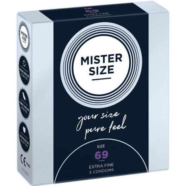 Imagen del artículo erótico MISTER SIZE - PRESERVATIVOS TALLA XXXL 69 MM (3 UNIDADES) de MISTER SIZE en la sección PRESERVATIVOS |Todos los tamaños de cajas|Cajas de 3 de Millenial Sexshop.