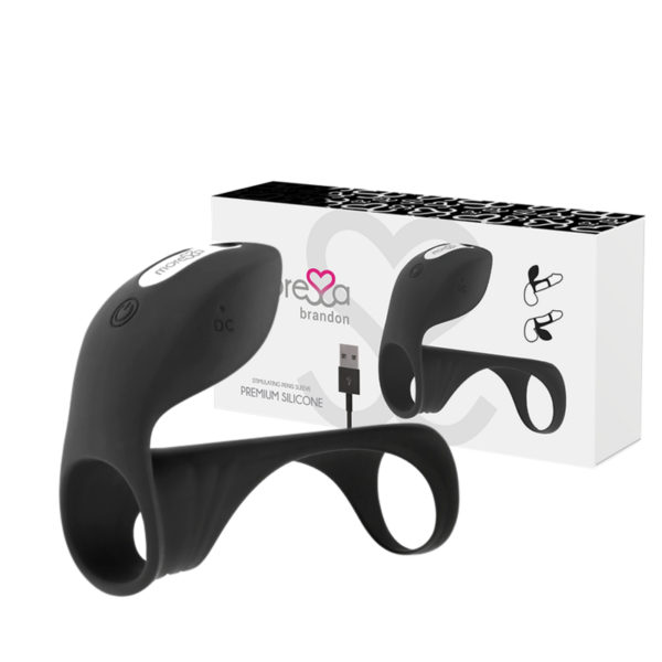 Imagen del artículo erótico MORESSA - BRANDON POTENTE ANILLO VIBRADOR CON FUNDA DE ENGROSAMIENTO MASCULINO de MORESSA en la sección JUGUETES BIENESTAR |Juguetes para Hombres|Accesorios para el pene|Anillos Pene|Anillos con Vibración de Millenial Sexshop.