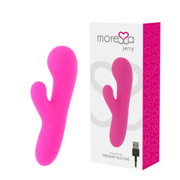 Imagen del artículo erótico MORESSA - JERRY CLIP VIBRADOR PUNTO G Y CLITORIS PREMIUM SILICONE RECARGABLE de MORESSA en la sección JUGUETES BIENESTAR |Vibradores|Vibradores Punto G de Millenial Sexshop.
