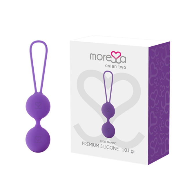 Imagen del artículo erótico MORESSA - OSIAN TWO ENTRENAMIENTO SUELO PELVICO 101gr PREMIUM SILICONA LILA de MORESSA en la sección JUGUETES BIENESTAR |Juguetes para Mujeres|Bolas Chinas|Bolas Silicona de Millenial Sexshop.