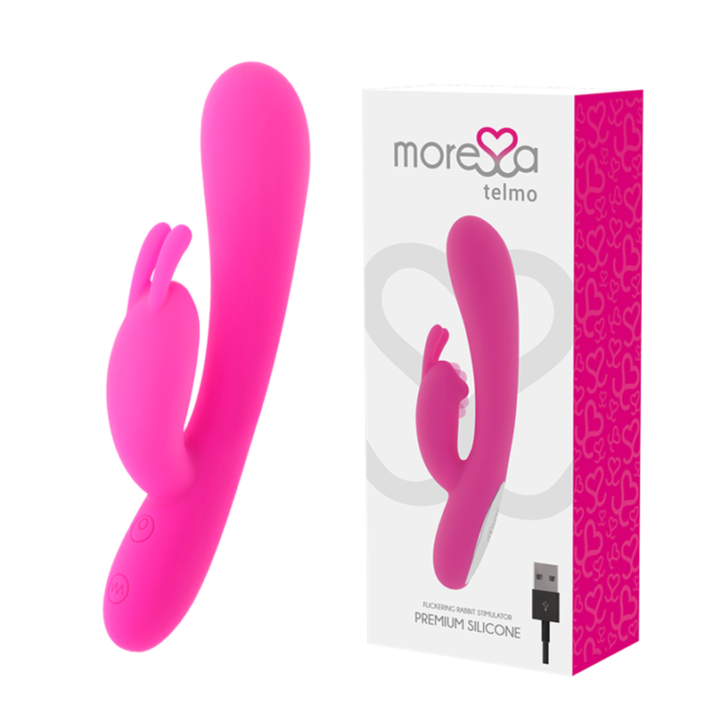 Imagen del artículo erótico MORESSA - TELMO TICKLING CLITORIAL PREMIUM SILICONE RECARGABLE de MORESSA en la sección JUGUETES BIENESTAR |Vibradores|Vibradores Clasicos anales o vaginales de Millenial Sexshop.