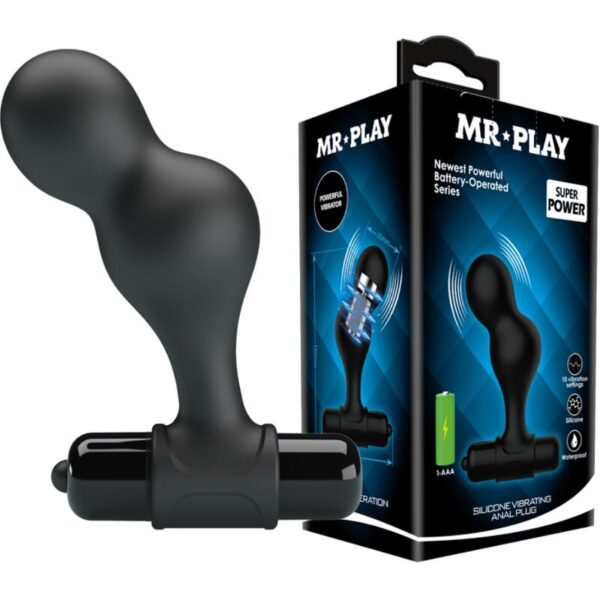 Imagen del artículo erótico MR PLAY - PLUG ANAL VIBRADOR DE SILICONA NEGRO de MR PLAY en la sección JUGUETES BIENESTAR |Anal|Vibradores Anales de Millenial Sexshop.