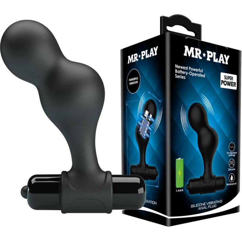 Imagen del artículo erótico MR PLAY - PLUG ANAL VIBRADOR DE SILICONA NEGRO de MR PLAY en la sección JUGUETES BIENESTAR |Anal|Vibradores Anales de Millenial Sexshop.