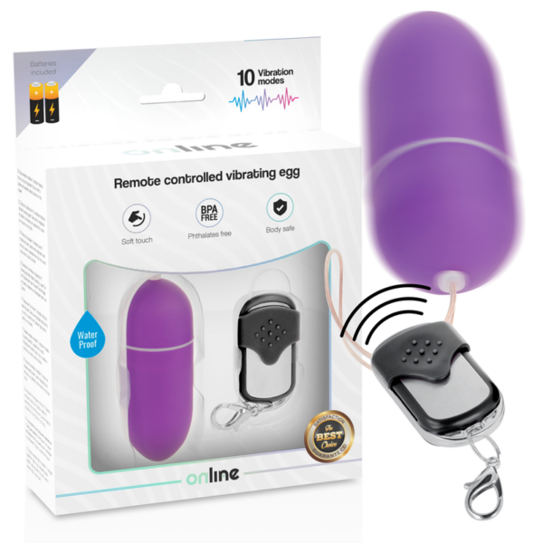 Imagen del artículo erótico ONLINE - HUEVO VIBRADOR CONTROL REMOTO L LILA de ONLINE en la sección JUGUETES BIENESTAR |Vibradores|Vibradores control remoto de Millenial Sexshop.