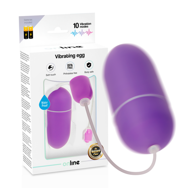 Imagen del artículo erótico ONLINE - HUEVO VIBRADOR WATERPROOF LILA de ONLINE en la sección JUGUETES BIENESTAR |Vibradores|Vibradores control remoto de Millenial Sexshop.