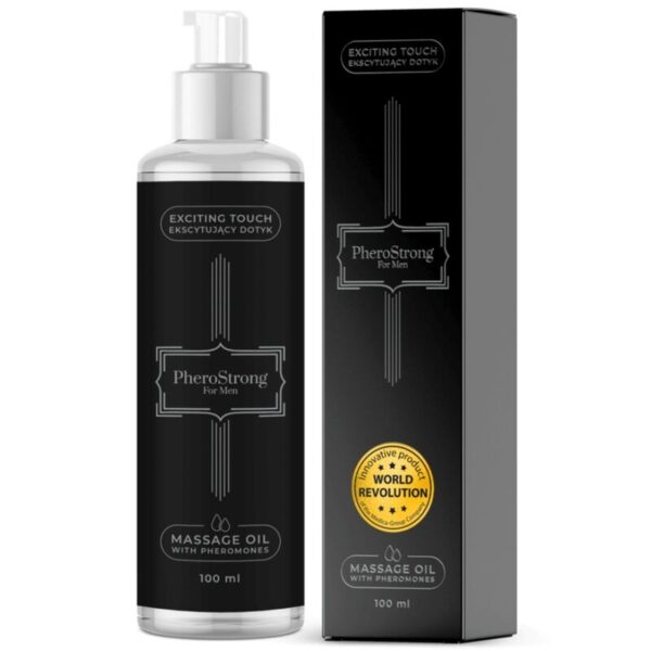 Imagen del artículo erótico PHEROSTRONG - ACEITE DE MASAJE PARA HOMBRE 100 ML de PHEROSTRONG en la sección DROGUERÍA |Para Masajes|Aceites con Sabores de Millenial Sexshop.